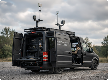 Mobile operations center rear systems view